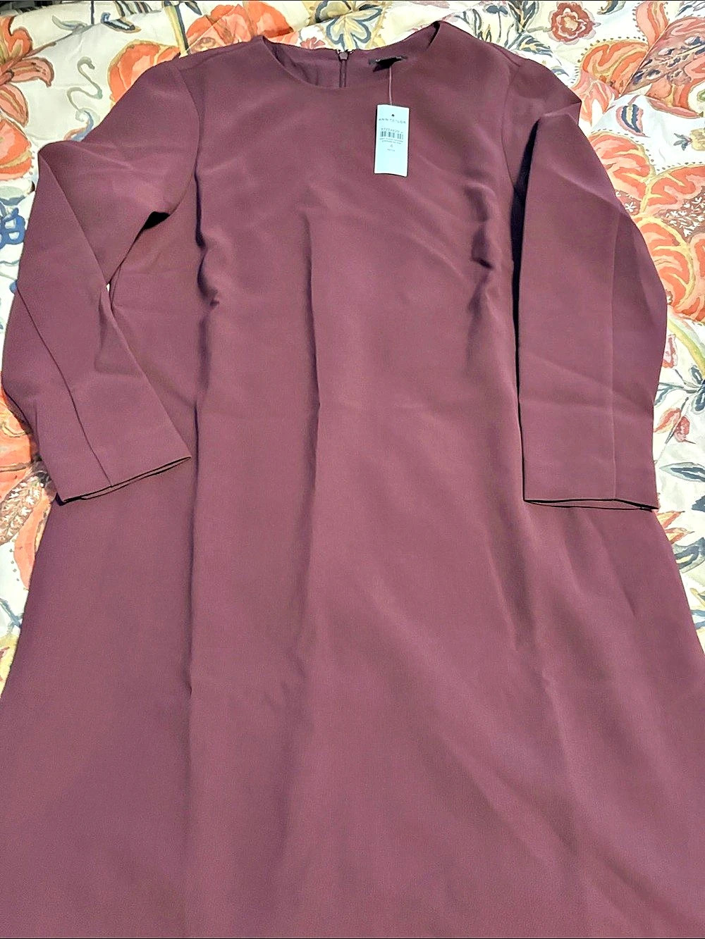 Ann Taylor Long Sleeve Mini Dress in Burgundy Size 4P NWT
